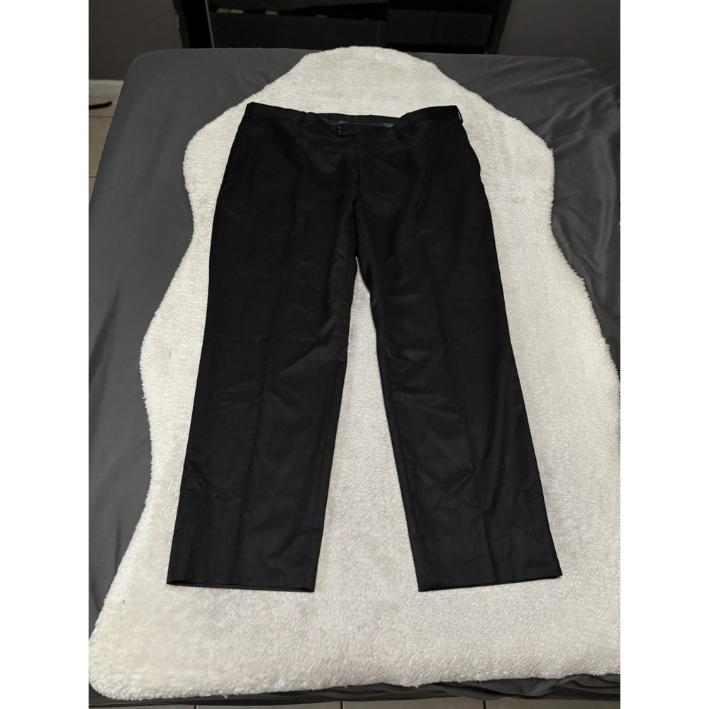 Pronto Uomo Platinum 44x30 Black Flat Front 100% Wool Dress Mens Pants